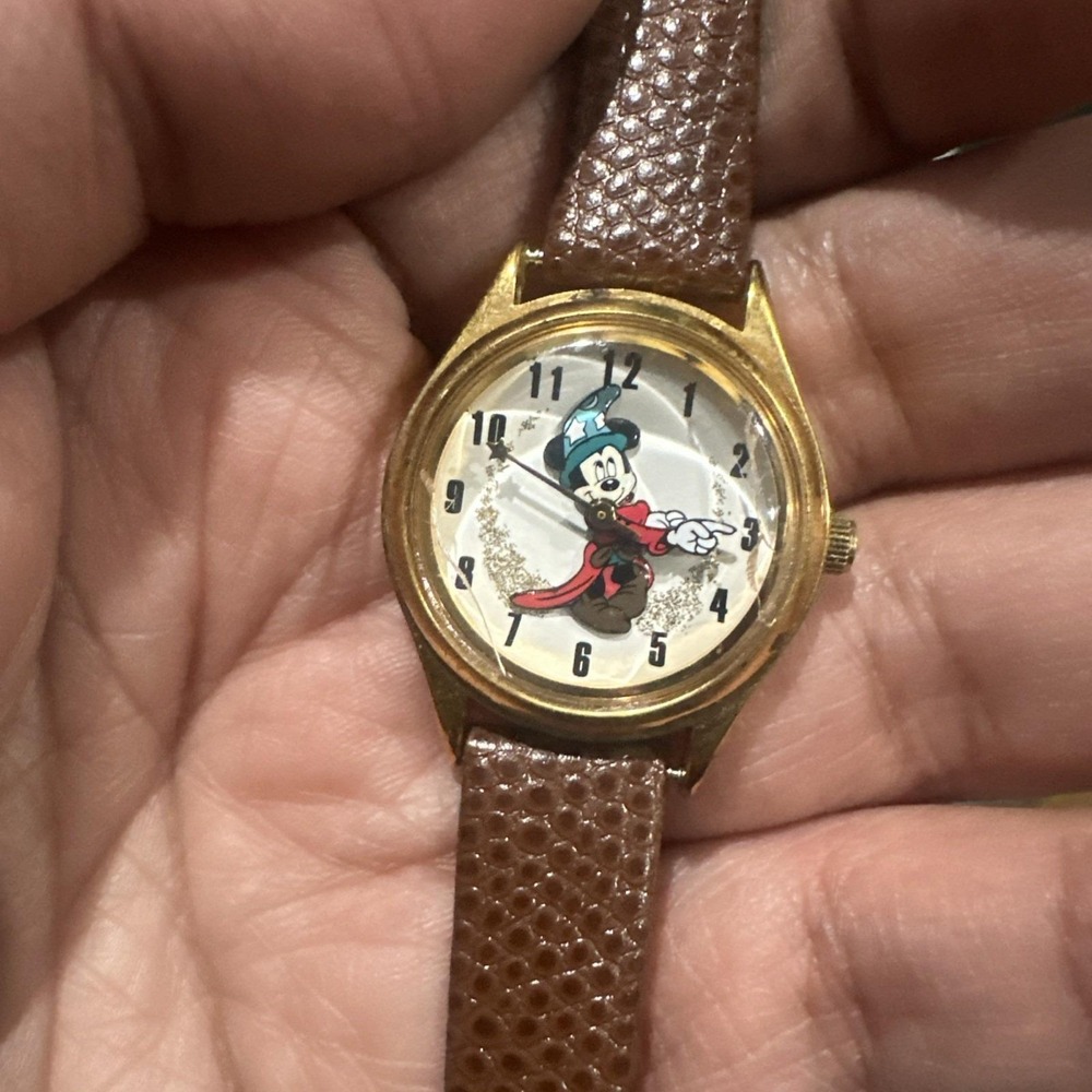 Working Disney Time Works Vintage Mickey Mouse Sorcerer Watch 26mm‎ Rare